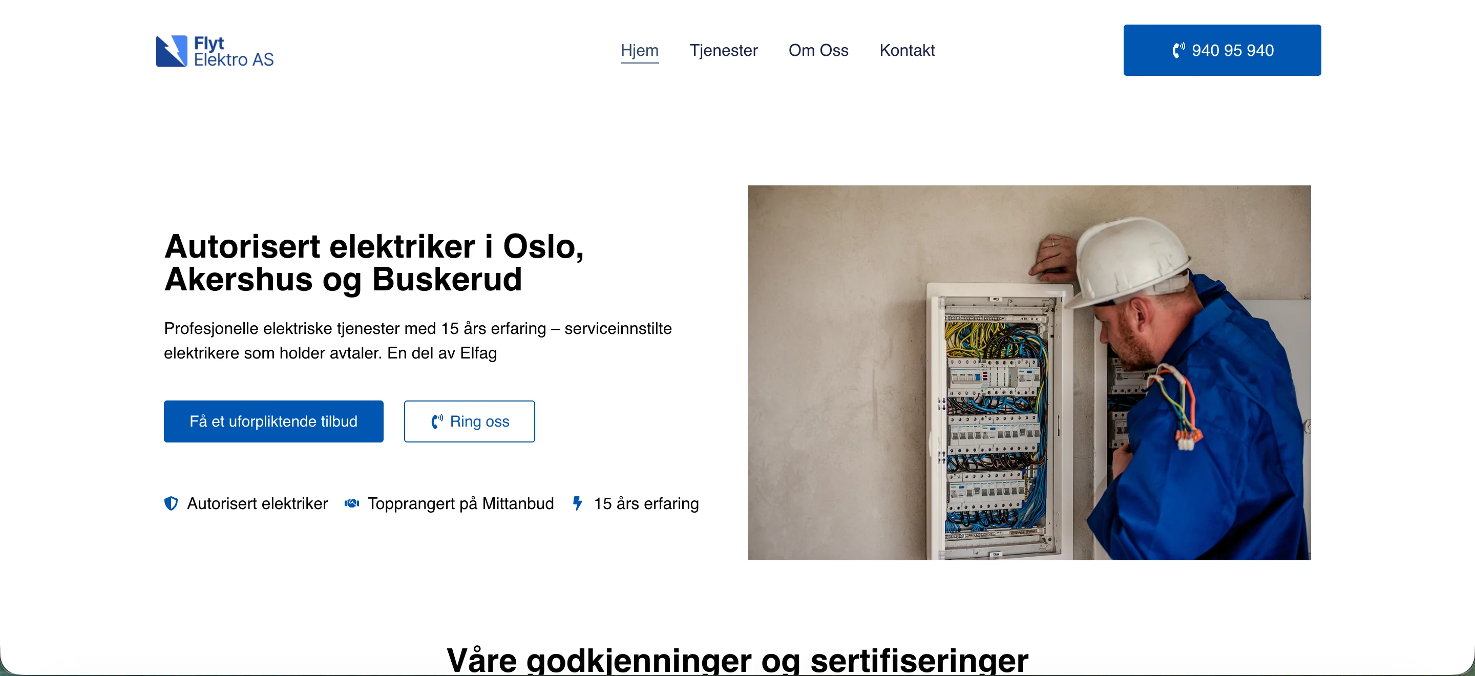 Flyt Elektro – nettside laget av Myrvold Marketing